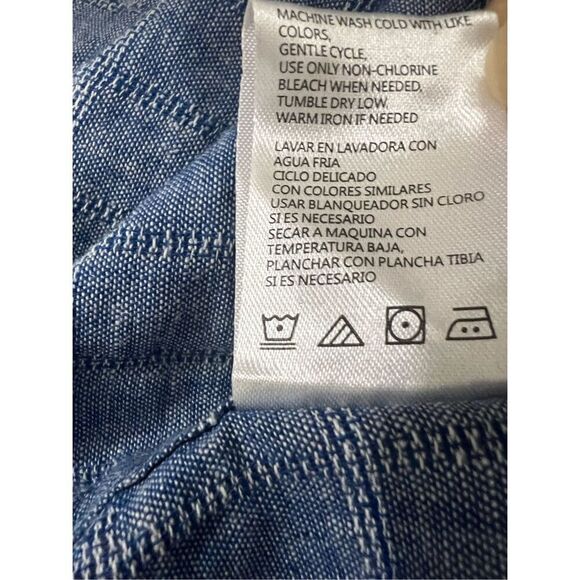 Weatherproof Vintage Men XXL Short Sleeve Washable Linen Cotto Button Shirt Blue - Picture 12 of 13